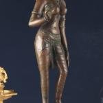 Rare 20" Standing Parvati Brass Statue | Antique Bronze Divine Murti with Sharp Features | Traditional Temple Decor